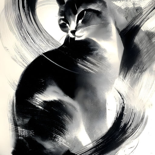 Inkbrush Noir Feline Reverie Canvas Print