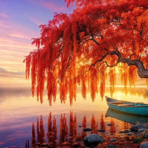 Whispers of the Crimson Willow - TooplesArt Canvas Print