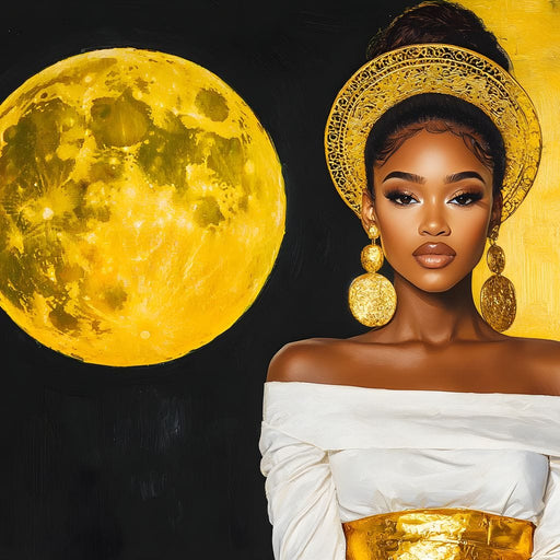 Golden Moon Goddess Portrait Canvas Print