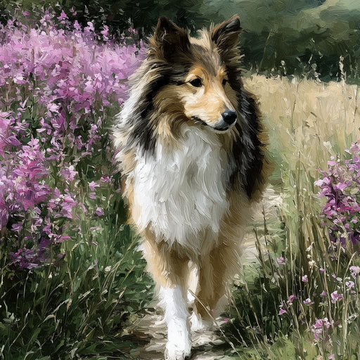 Sheltie Meadow Path Portrait Canvas Print