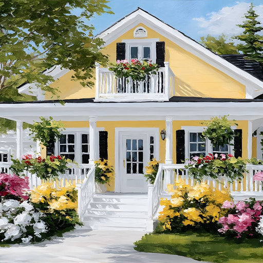 Sunlit Yellow Cottage Garden Canvas Print