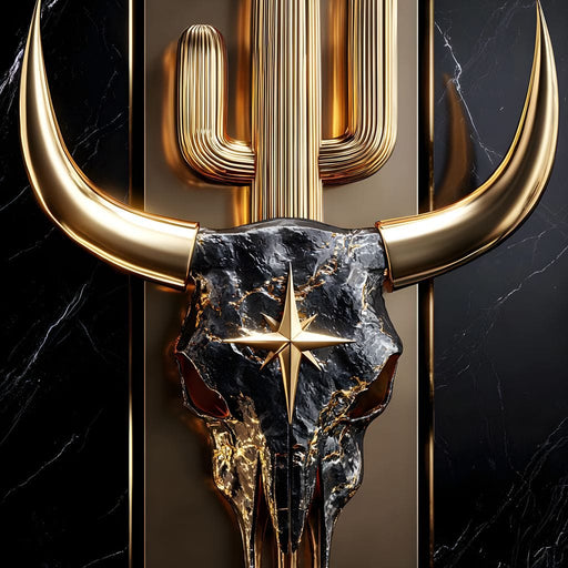 Golden Bull Skull Desert Icon Canvas Print