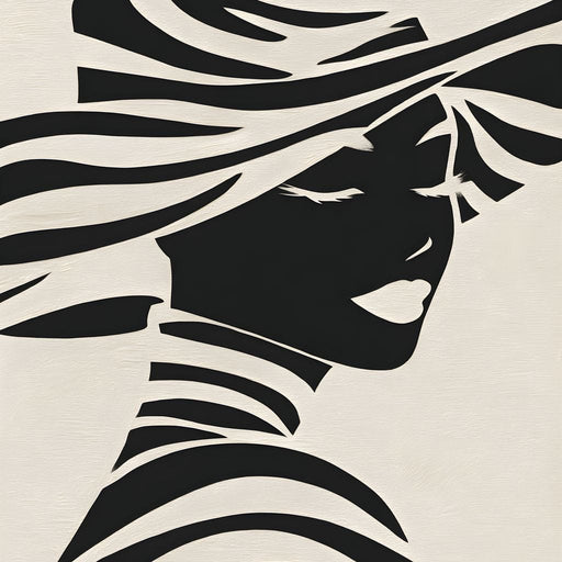 Monochrome Elegance Lady Silhouette Canvas Print