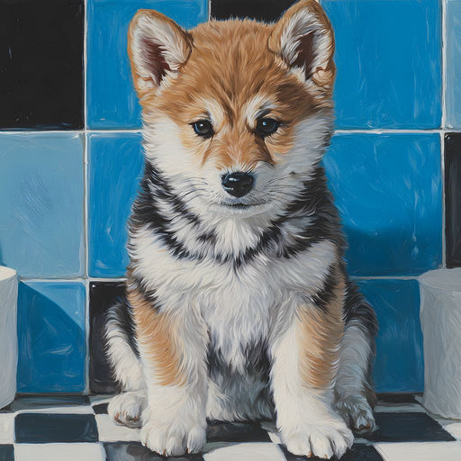 Bathroom Puppy Mischief Canvas Print