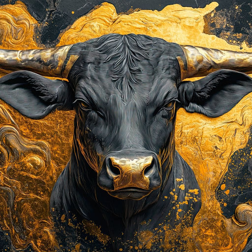 Majestic Bull Amid Gold Swirls Canvas Print