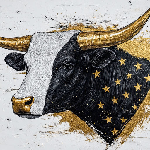 Golden Stars Bull Majesty Canvas Print