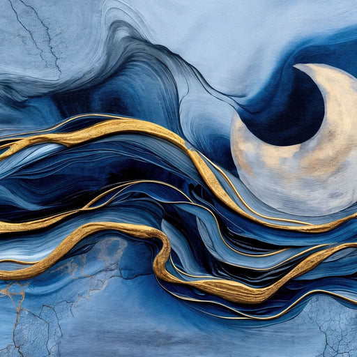 Gold Seam Crescent Tide - TooplesArt Canvas Print
