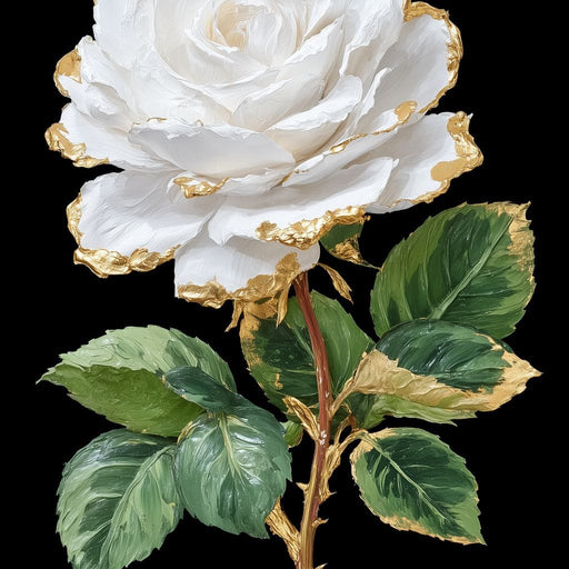 Gilded White Rose Portrait Canvas Print