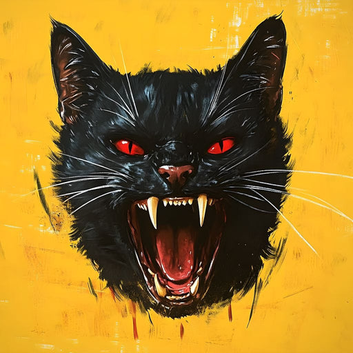 Feline Fury Against Yellow Canvas Print