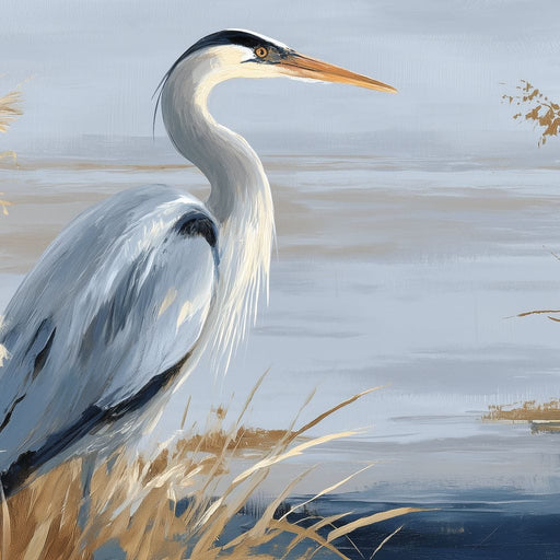 Coastal Heron Marsh Stillness Canvas Print
