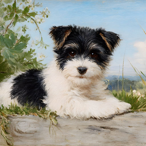 Terrier Tranquility in Bloom Canvas Print