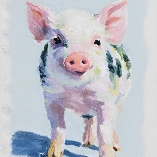 Farmhouse Pastel Piglet Charm Canvas Print