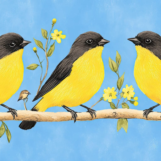 Golden Songbirds Gathering Canvas Print