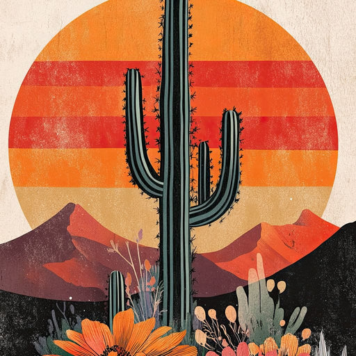 Desert Blooming Cactus Radiance Canvas Print