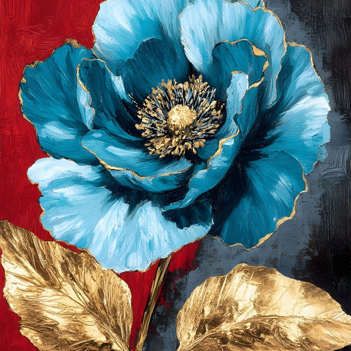 Golden Bloom on Midnight Blue Canvas Print