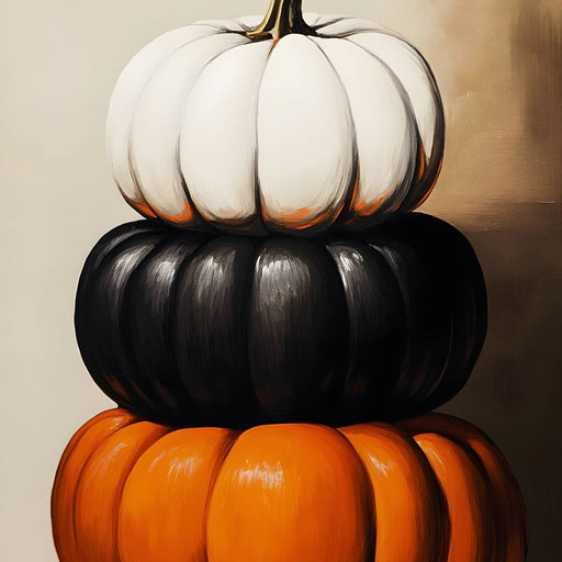 Stacked Pumpkins Harvest Trio Canvas Print