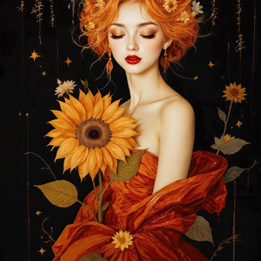 Lady Sunflower - TooplesArt Canvas Print