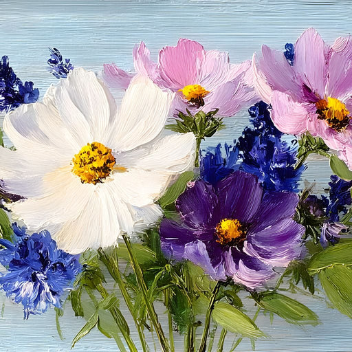 Oil Bouquet Pastel Meadow Flowers Canvas Print