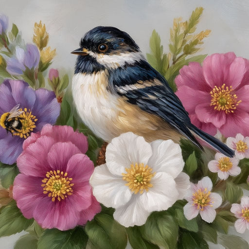 Chickadee Garden Blossom Song Canvas Print