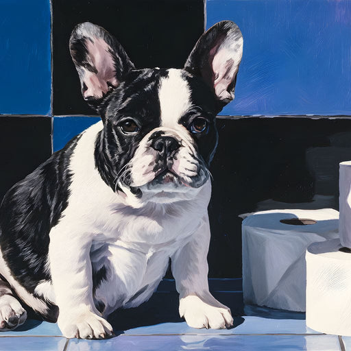 Bulldog Bathroom Antics Canvas Print