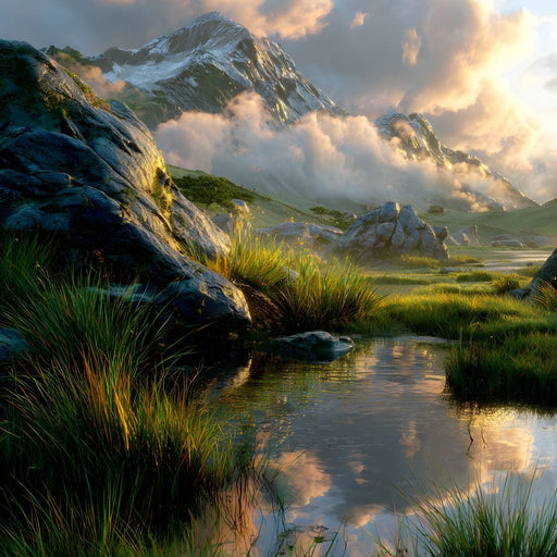 Sunlit Alpine Reflections Canvas Print