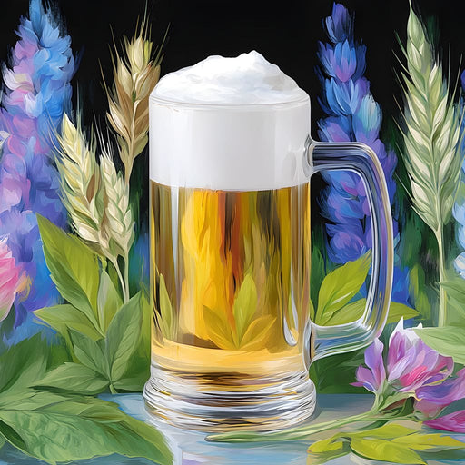 Floral Harmony with Golden Brew Canvas Print