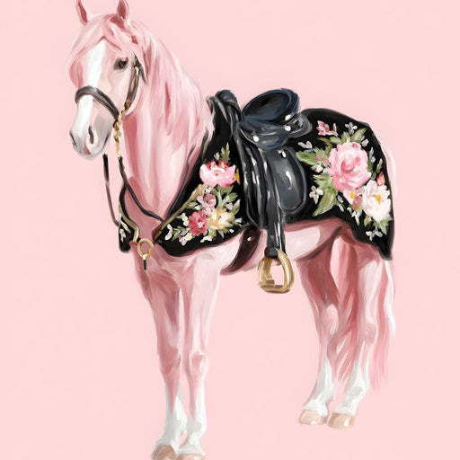 Blush Pony Floral Saddle Canvas Print