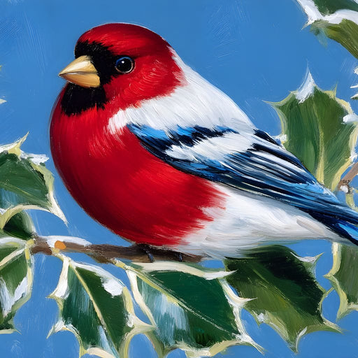 Radiant Finch on Holly Branch Canvas Print