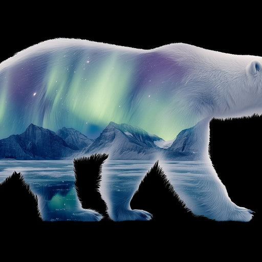 Polar Bear Aurora Silhouette Canvas Print