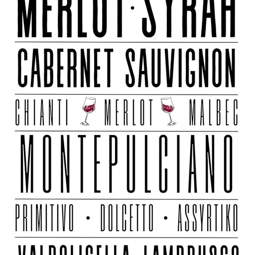 Wine Lover Varietal Typography Canvas Print