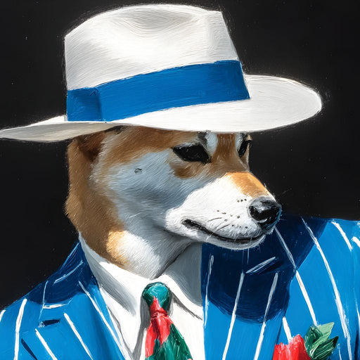 Dapper Canine in Blue Stripes Canvas Print