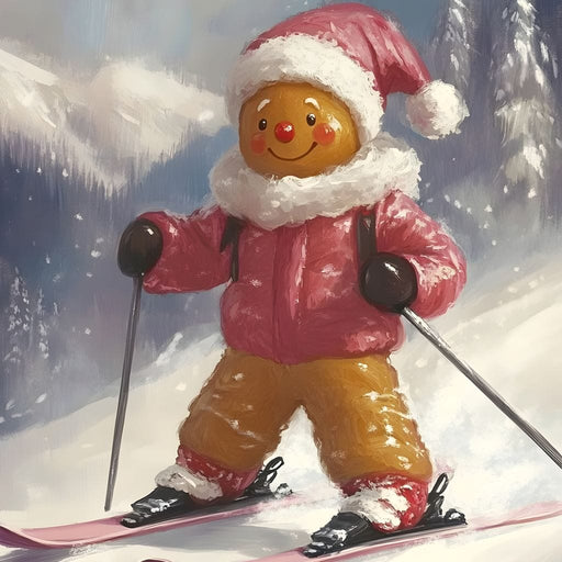 Gingerbread Skier Winter Joy Canvas Print