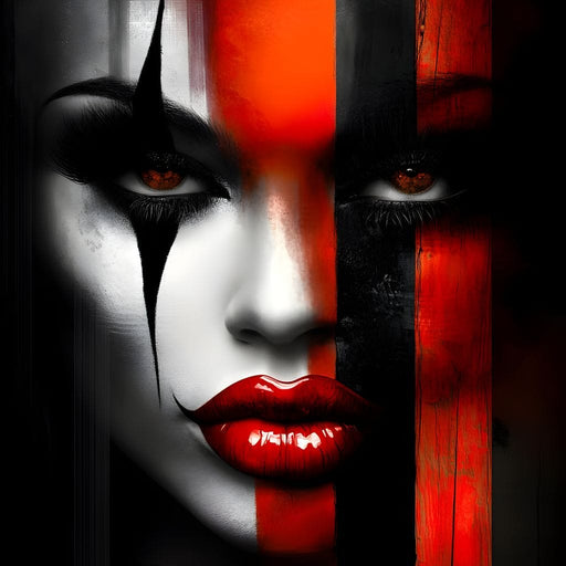 Noir Harlequin Red Stripe Face Canvas Print