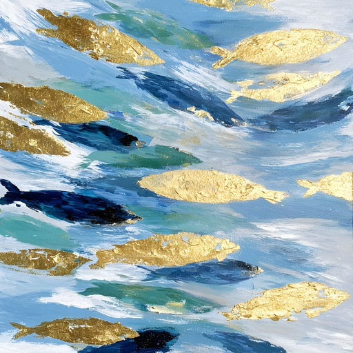 Golden Koi Abstract Waterscape Canvas Print