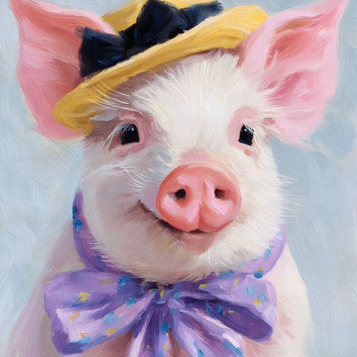 Charming Piglet With Sun Hat Canvas Print