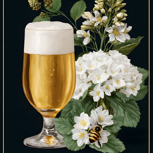 Golden Honey Ale Botanical Noir Canvas Print