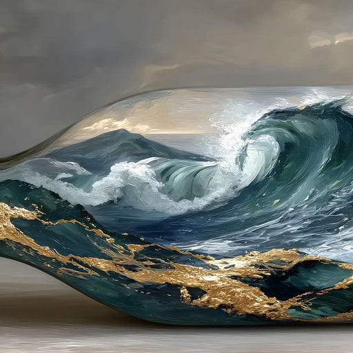 Gilded Ocean Storm Bottle Canvas Print