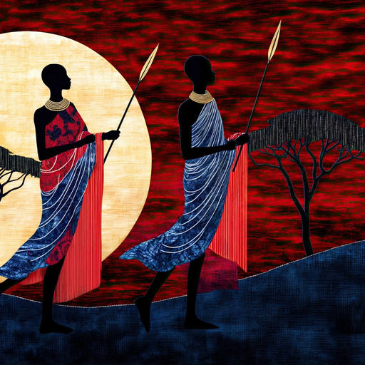 Moonlit Maasai Journey - TooplesArt Canvas Print
