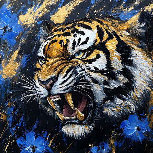 Fierce Tiger in Wild Blooms - Alicia Smith Canvas Print