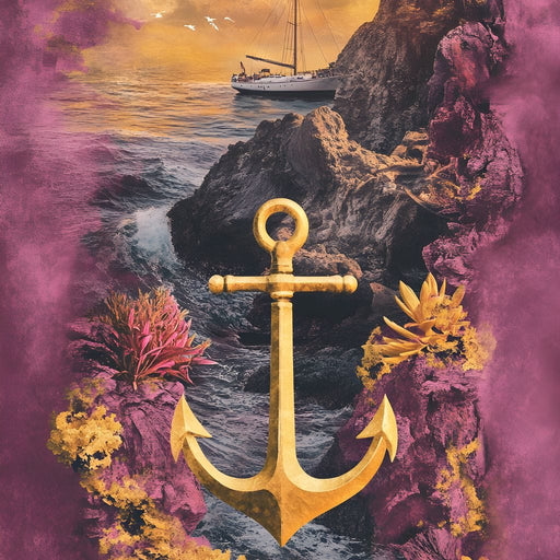 Golden Anchor Coastal Voyage Canvas Print