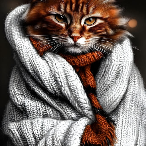 Warm Feline Elegance Wrapped Canvas Print