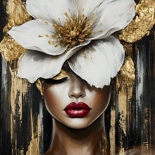 White Petals Golden Dreams Canvas Print