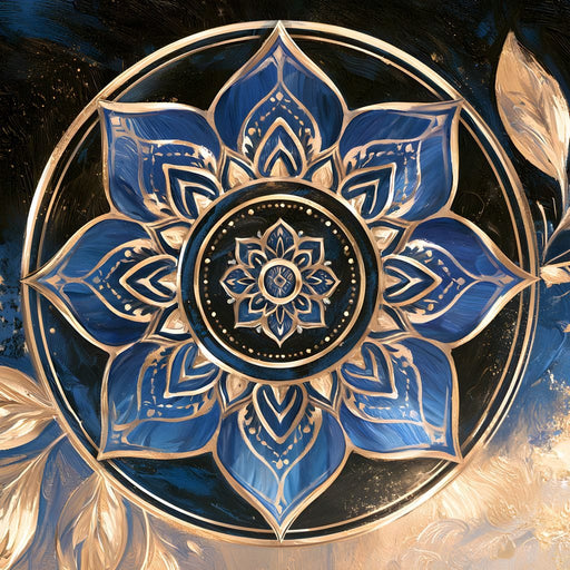 Gilded Petals Of The Midnight Mandala Canvas Print