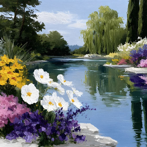 Summer Garden Lakeside Reflection Canvas Print