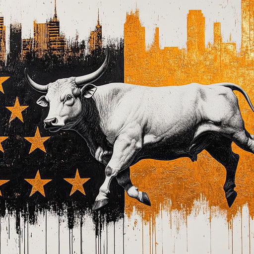 Bull in Urban Sunset Canvas Print