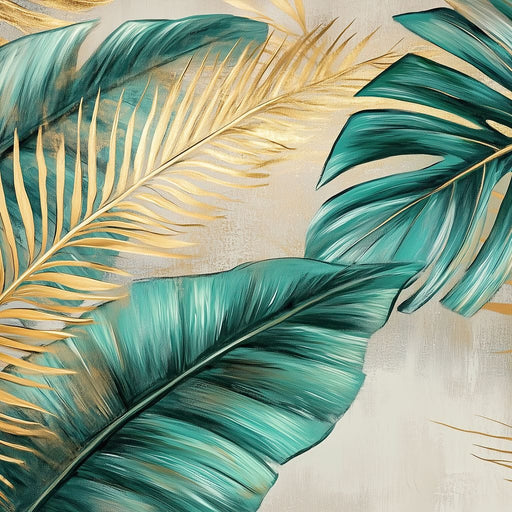 Golden Tropical Leaves Harmony Canvas Print