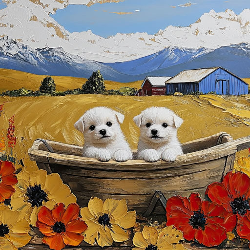 Puppy Journey Through Fields Canvas Print