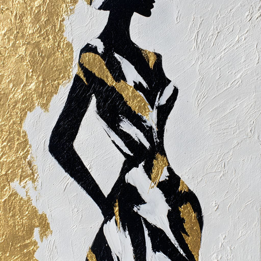 Gold Leaf Fashion Silhouette Canvas Print