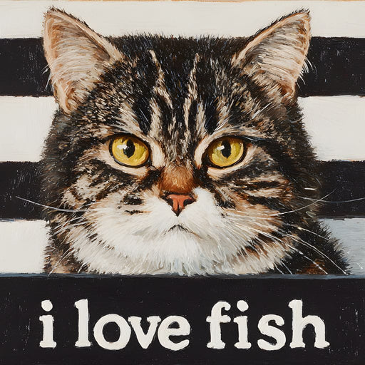 Tabby Cat Inmate Love Fish Canvas Print