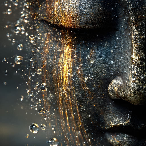 Golden Tranquil Buddha Flow Mirror Canvas Print